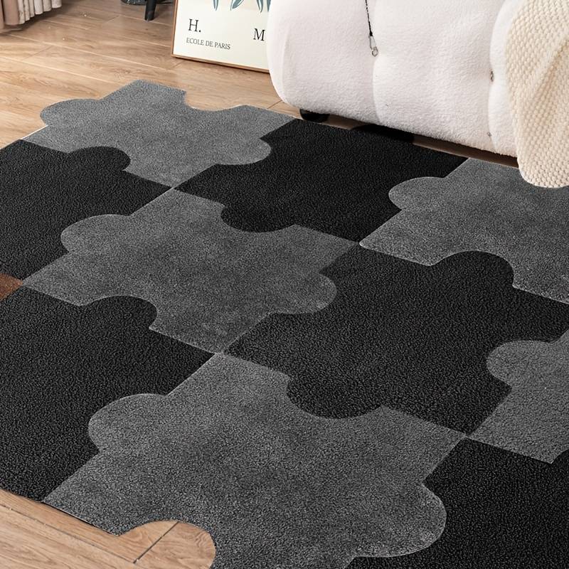 1pc, Thickened Microfibers Puzzle Floor Mat, Non-slip Living Room Sofa Full  Spread Patchwork Carpet, Machine Washable, Bedroom Room Patchwork Block